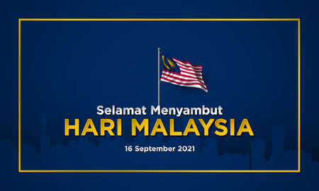 Malaysia Day Background Design. Translate : Happy Malaysia Day, September 16th, 2021. Vector Illustration.のイラスト素材