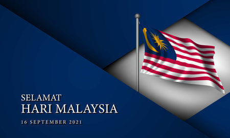 Malaysia Day Background Design. Translate : Happy Malaysia Day, September 16th, 2021. Vector Illustration.のイラスト素材