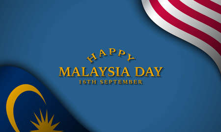 Malaysia Day Background Design with Realistic Flag. Banner, Poster, Greeting Card. Vector Illustration.のイラスト素材