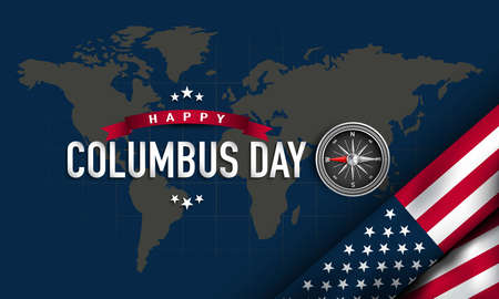 Columbus Day Background Design. Poster or Greeting Card. Vector Illustration.のイラスト素材