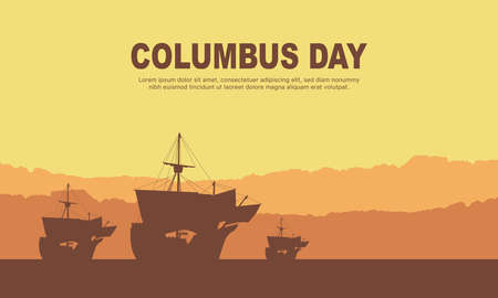 Columbus Day Background Design. Banner, Poster, Greeting Card. Vector Illustration.のイラスト素材