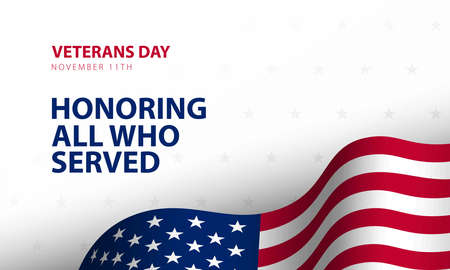 Veterans Day Background Design. Honoring all who served. Banner, Poster, Greeting Card. Vector Illustration.のイラスト素材