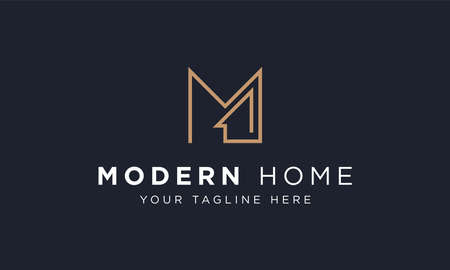 Initial M logo combined with home icon. Vector Illustration.のイラスト素材