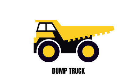 Black Yellow Dump Truck Icon. Vector Illustrationのイラスト素材