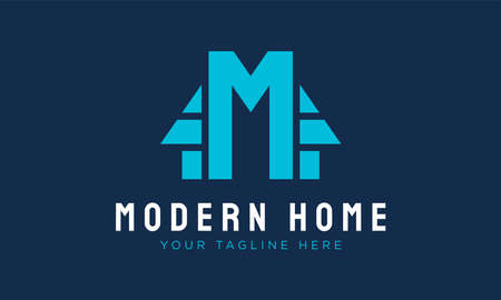 Initial M design combined with home icon. Vector Illustration.のイラスト素材