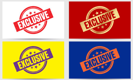 exclusive. stamp. decal. seal. round grunge vintage ribbon exclusive signのイラスト素材