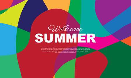 Abstract colorful liquid and curvy geometric summer background for banner. Vector illustration.のイラスト素材
