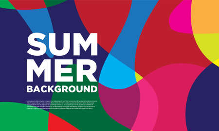 Abstract colorful liquid and curvy geometric summer background for banner. Vector illustration.のイラスト素材