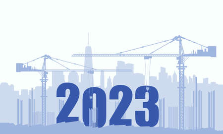 2023 New Year Background Design. Construction sets numbers for New Year 2023. Vector Illustrationのイラスト素材