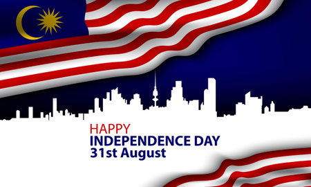 Malaysia Independence Day Background Design. Banner, Poster, Greeting Card. Vector Illustration.のイラスト素材