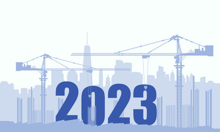 2023 New Year Background Design. Construction sets numbers for New Year 2023. Vector Illustrationのイラスト素材
