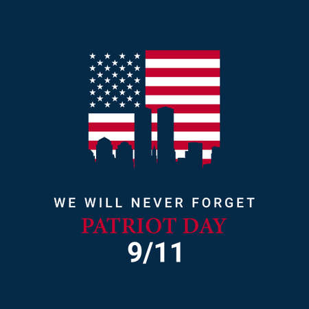 Patriot Day Background Design. Vector banner design template with American flag and text on dark...