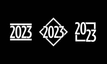 Set of 2023 Happy New Year Text Design Vector. 2023 Number Design Template. 2023 Happy New Year Symbol. Vector Illustration.のイラスト素材