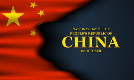 National Day of the Peopleâs Republic of China. Poster, greeting card or banner for China. Vector Illustrationのイラスト素材