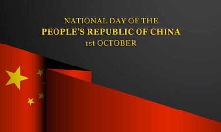 National Day of the Peopleâs Republic of China. Poster, greeting card or banner for China. Vector Illustrationのイラスト素材