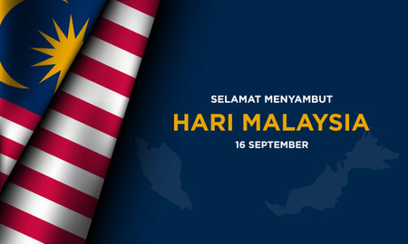Malaysia Day Background Design. Translation : Happy Malaysia Day, 16th September. Banner, Poster, Greeting Card. Vector Illustration.のイラスト素材