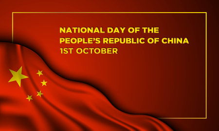 National Day of the Peopleâs Republic of China. Poster, greeting card or banner for China. Vector Illustrationのイラスト素材