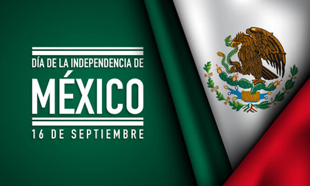 Mexico Independence Day Background Design. Translation : Mexico Independence Day, 16th September. Banner, Poster, Greeting Card. Vector Illustration.のイラスト素材