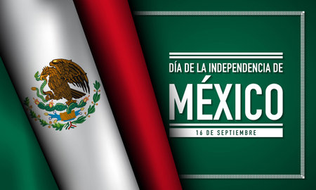 Mexico Independence Day Background Design. Translation : Mexico Independence Day, 16th September. Banner, Poster, Greeting Card. Vector Illustration.のイラスト素材