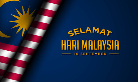 Malaysia Day Background Design. Translation : Happy Malaysia Day, 16th September. Banner, Poster, Greeting Card. Vector Illustration.のイラスト素材