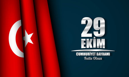 Republic Day Turkey Background. Translation : Happy 29 October Republic Day. Vector Illustrationのイラスト素材