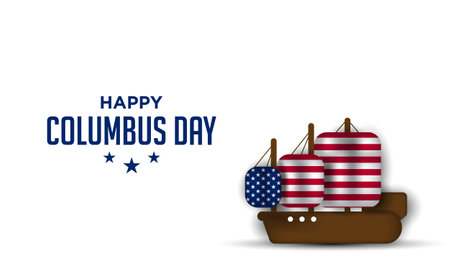 Columbus Day Background Design. Banner, Poster, Greeting Card. Vector Illustration.のイラスト素材