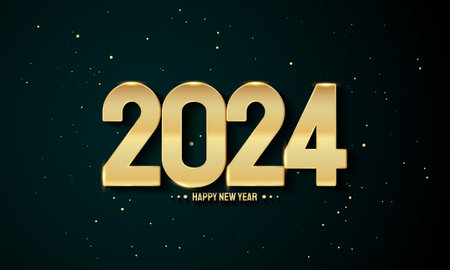 2024 Happy New Year Background Design. Greeting Card, Banner, Poster. Vector Illustration.のイラスト素材