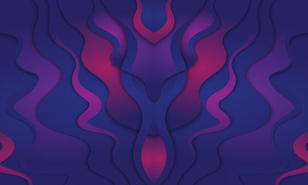Wavy Blue and Purple Abstract Background Design. Vector Illustation.のイラスト素材
