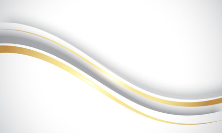 Luxury Gold White Background Design. Abstract Golden Curve with Shadow Isolated on White Background. Vector Illustration.のイラスト素材