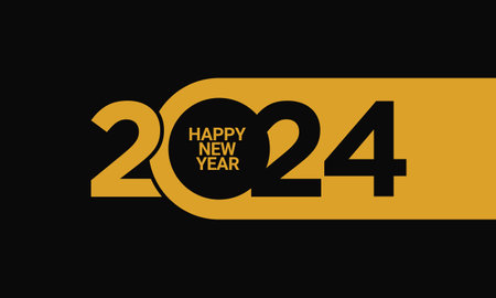 2024 Happy New Year Background Design. 2024 Happy New Year Lettering on Black Background. Vector Illustration.のイラスト素材