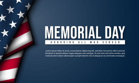 Memorial Day Background Design. Honoring All Who Served. Vector Illustration.のイラスト素材