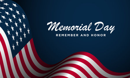 Memorial Day Background Design. Remember and Honor. Banner Design. USA flag on blue background. Vector illustration.のイラスト素材