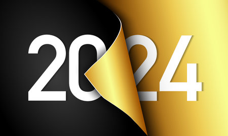 2024 Happy New Year Background Design. Greeting Card, Banner, Poster. Vector Illustration.のイラスト素材