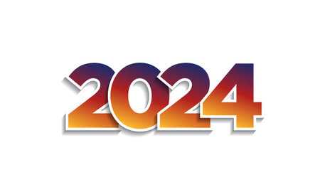 2024 Happy New Year Typography Design. 2024 Number Design. Vector Illustration.のイラスト素材