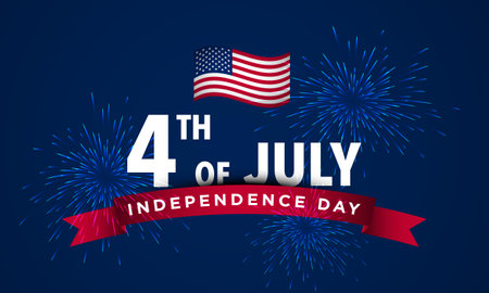 Happy 4th of July USA Independence Day Background Design. Banner, Poster, Greeting Card. Vector Illustration.のイラスト素材