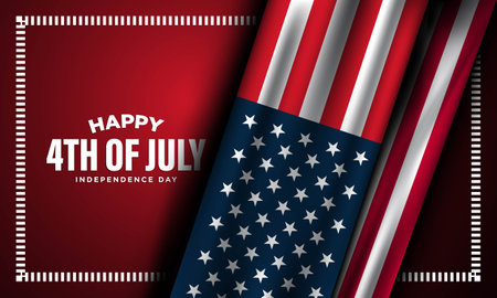 Happy 4th of July USA Independence Day Background Design. Banner, Poster, Greeting Card. Vector Illustration.のイラスト素材