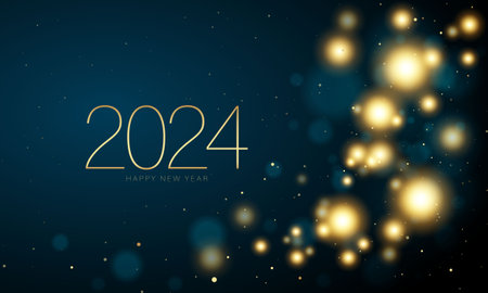 2024 Happy New Year Background Design. Golden 2024 Happy New Year Lettering. Vector Illustration.のイラスト素材