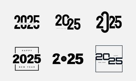 2025 Happy New Year logo text design. Set of 2025 number design template. Vector illustration.