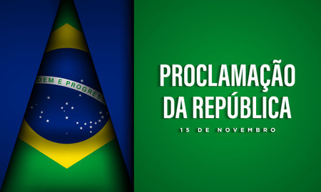 Brazil Republic Day Background Design. Translation : November 15, Proclamation of the Republic. Vector Illustration.のイラスト素材