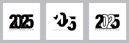 Set of 2025 number design template. 2025 Happy New Year logo text design. Vector illustration with...