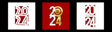 Set of 2024 Happy New Year Text Design. 2024 Number Design Template. 2024 Happy New Year Symbol....