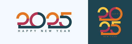 2025 trendy typography design concept. Happy new year 2025 logo design. Vector Illustration.のイラスト素材