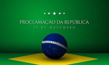 Brazil Republic Day Background Design. Translation : November 15, Proclamation of the Republic. Vector Illustration.のイラスト素材