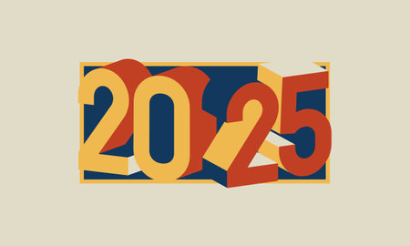 2025 new year number design. Happy new year 2025 modern art banner template