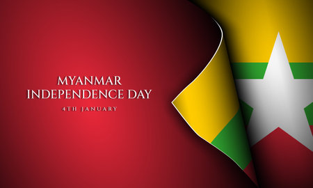 Myanmar Independence Day Background Design. Banner, Poster, Greeting Card. Vector Illustration.のイラスト素材