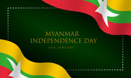Myanmar Independence Day Background Design. Banner, Poster, Greeting Card. Vector Illustration.のイラスト素材