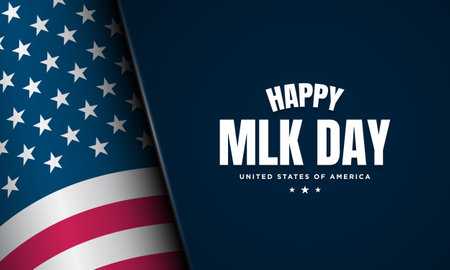 MLK Day Background Design with American Flag. Vector Illustration.のイラスト素材