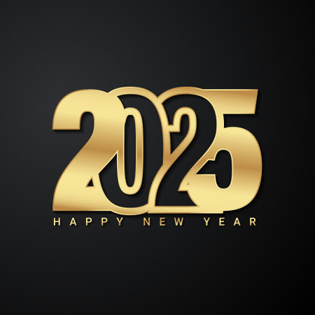 2025 Happy New Year text design. Vector Illustration.のイラスト素材