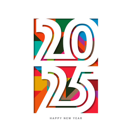 2025 Happy New Year Text Design Vector. 2025 Number Design Template. 2025 Happy New Year Symbol. Vector Illustration.のイラスト素材