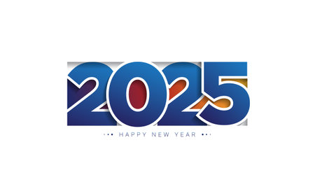 2025 Happy New Year Typography Design. 2025 Number Design. Vector Illustration.のイラスト素材